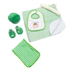 Snugly Baby Gingham Blanket Gift Set (6pc) - Green Bibs & Clothing