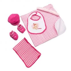 Snugly Baby Gingham Blanket Gift Set (6pc) - Pink Bibs & Clothing