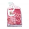 Snugly Baby Gingham Blanket Gift Set (6pc) - Pink Bibs & Clothing