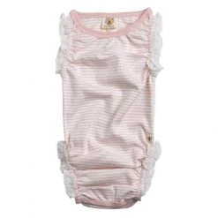 Nurtured By Nature Bibs & Clothing Organic Frilly Romper - Shortcake Stripe