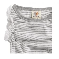 Nurtured By Nature Kiwiana Organic Frilly Romper - Pebble Stripe