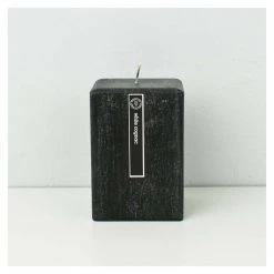 Notre Vie Couleur Couture Square Pillar Candle - White Cognac Black