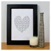 Cenario Heart Love Wall Print (A4) Monochrome