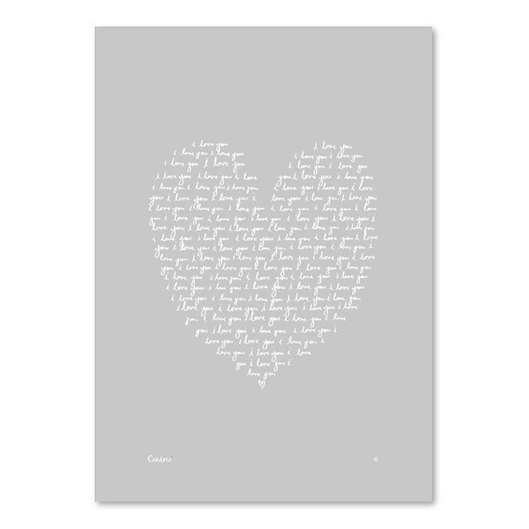 Cenario Wall Prints Grey Love Wall Print (A4)