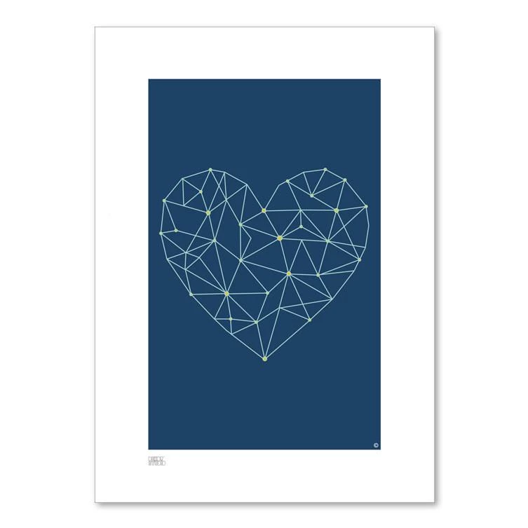 Dekor Studio Wall Prints Print (A4) - Heart Strings Blue