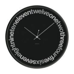Jonsson Text Wall Clock - Black (30cm) Last Chance - Final Few