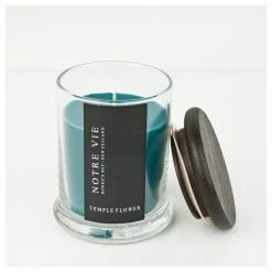 Notre Vie Coastal Couleur Couture Glass Metro Candle - Temple Flower