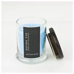 Notre Vie Couleur Couture Glass Metro Candle - Cotton Blue Coastal