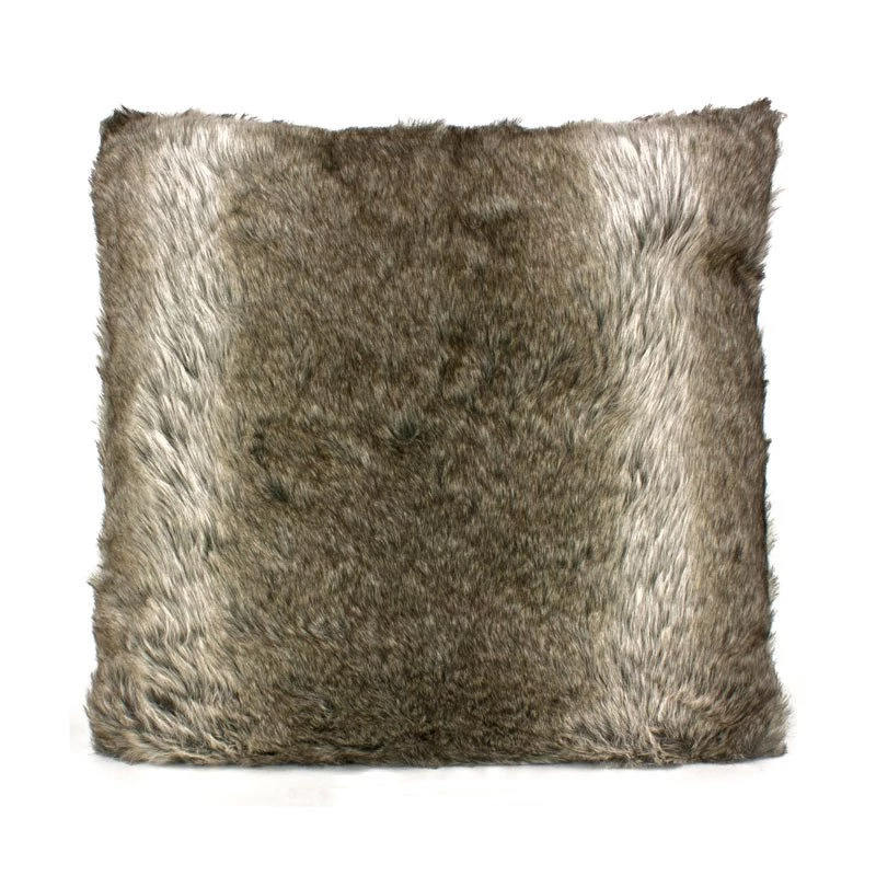 Le Forge Country Style Faux Fur Cushion Grey Stripe