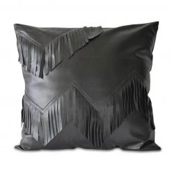 Me & My Trend Last Chance - Final Few Black Leatherette Fringe Cushion