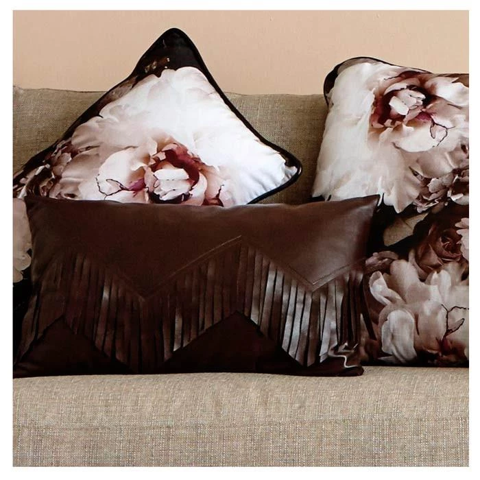 Me & My Trend Black Leatherette Fringe Oblong Cushion