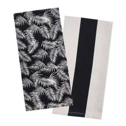 Raine & Humble Black Palm Tea Towel Pack (2pc) - Raven