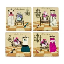Zita M Wardrobes Of The Past Coaster Set & Holder