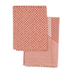 Raine & Humble Multi Grid Tea Towel Pack (2pc) - Red TEA TOWELS, MITTS & CLOTHS