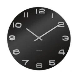 Karlsson Vintage Round Black Glass Wall Clock (35cm)