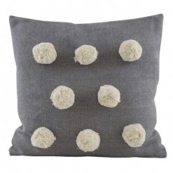 Raine & Humble Country Style Grey Pom Pom Cushion