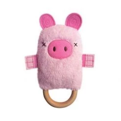 O.B Designs Country Style Ding A Ring Teether Rattle - Patty Pig