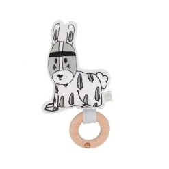 Kippins Monochrome River Rabbit Organic Cotton Teething Rattle