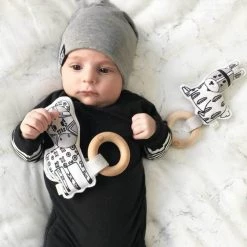 Kippins Monochrome River Rabbit Organic Cotton Teething Rattle