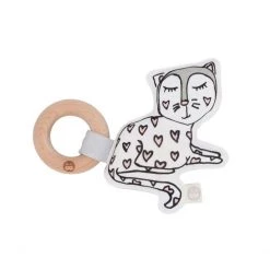 Kippins Kitty Cat Organic Cotton Teething Rattle