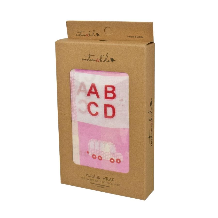 Emotion & Kids Swaddles & Wraps Pink Stencil Muslin Wrap