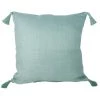 Craft Studio Linen Herringbone Tassel Cushion - Aqua Green (50cm)