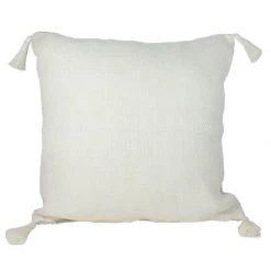 Craft Studio Linen Herringbone Tassel Cushion - Off White (50cm)