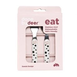 Done By Deer Dining & Aprons Happy Dots Spoon & Fork Set - Powder