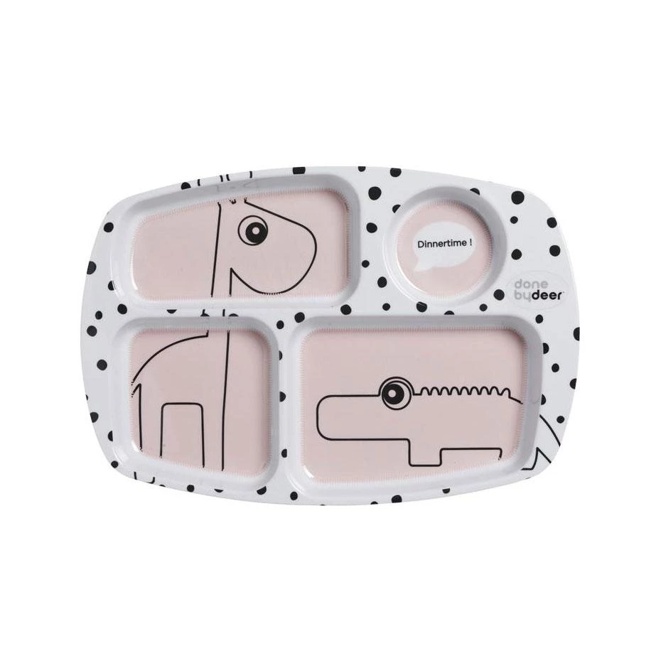 Done By Deer Dining & Aprons Happy Dots Compartment Plate β Powder