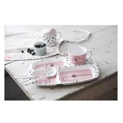 Done By Deer Dining & Aprons Happy Dots Compartment Plate β Powder