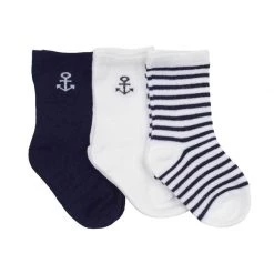Emotion & Kids Navy Anchor Socks (3pk)