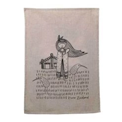Karen Design NZ Kiwi Girl Tea Towel