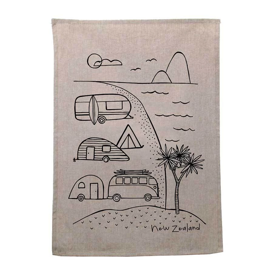 Karen Design Kiwiana NZ Camping Tea Towel
