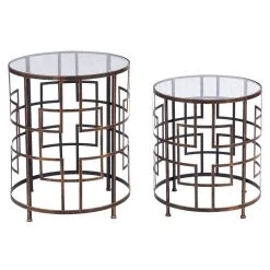 Le Forge Burnt Gold Railey Table Set Metallics