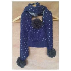 Hello Friday Kids Polka Dot Scarf & Beanie β Navy/Grey