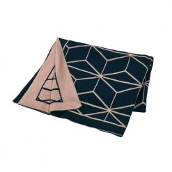 Amalfi Throws Reversible Empire Knit Throw – Navy & Pink
