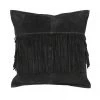 Le Forge Suede Fringe Cushion - Black