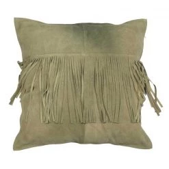 Le Forge Suede Fringe Cushion - Fawn