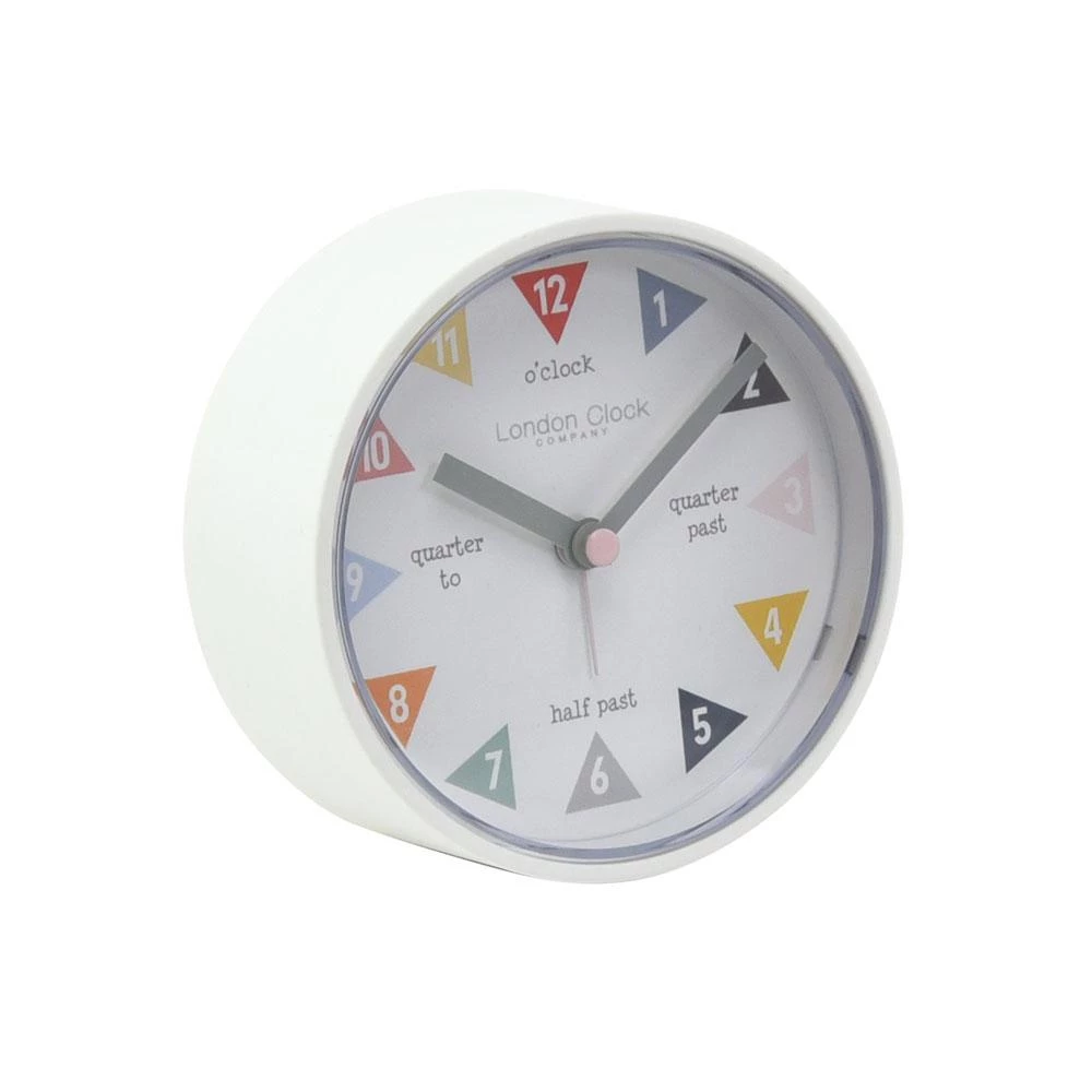 London Clock Company Monochrome Tell The Time Alarm Clock - White