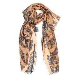 Indus Design Feather Scarf - Coffee
