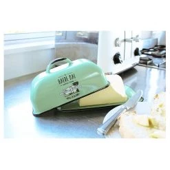 Moana Road Enamel Butter Dish - Green Kiwiana
