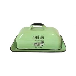 Moana Road Enamel Butter Dish - Green Kiwiana
