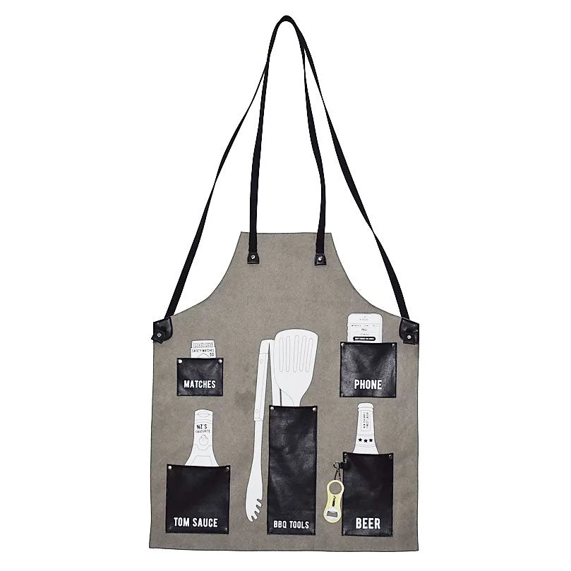 Moana Road Kiwiana Kiwi BBQ Apron With Bottle Opener - Black