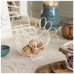 T&G Country Style Chicken Egg Basket - Cream