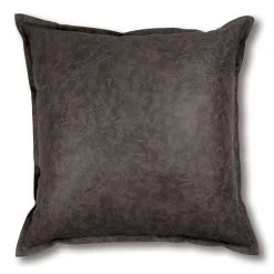 Madras Link Boston Faux Leather Cushion - Charcoal (50cm) Country Style