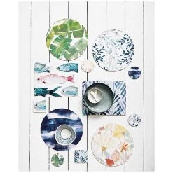 Madras Link Palm Springs Teal Coaster Set (4pk) Coasters, Placemats & Napery