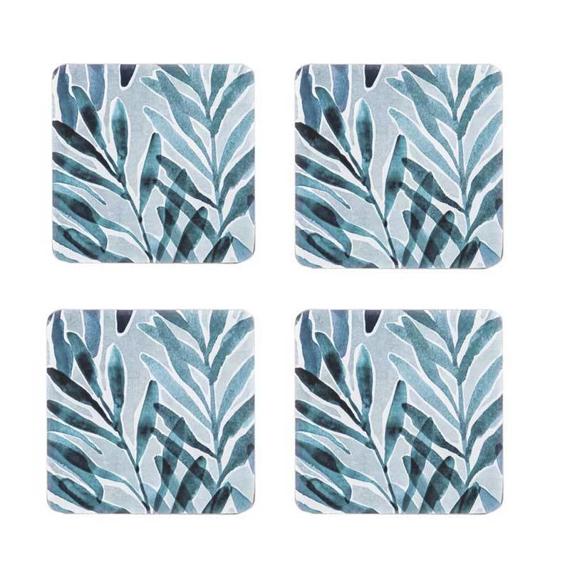 Madras Link Palm Springs Teal Coaster Set (4pk) Coasters, Placemats & Napery