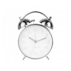 Karlsson Mr White Alarm Clock - Silver Metallics