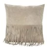 Banyan Home Suede Leather Fringe Cushion - Light Beige (45cm)