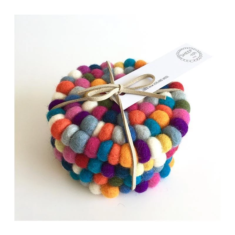 Sheepish Design Restocked NZ Wool Coasters β Rainbow